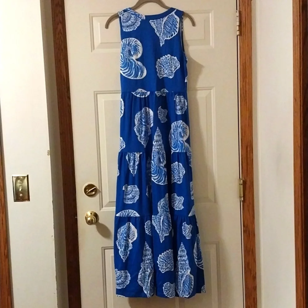 Lilly Pulitzer NWOT Women's XS Sydnee Seashell Print Maxi Dress Blue White - Picture 3 of 9
